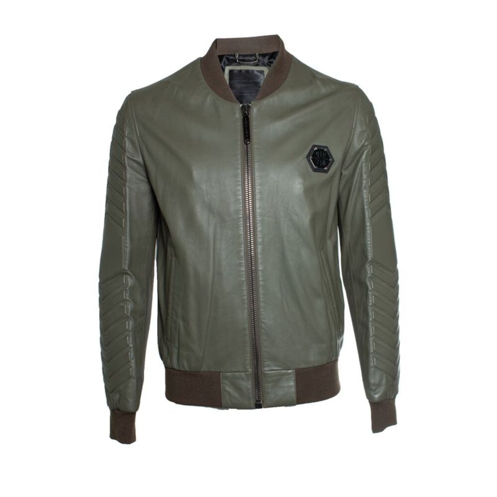 Philipp Plein, leather jacket in kaki